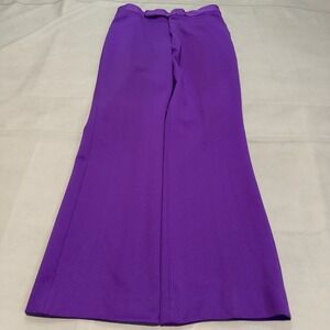 True VTG 70s Thomson Double Knit Purple Flare Trouser Men 30x30 Talon Disco-6825